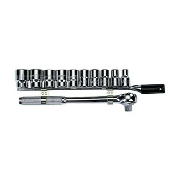 Juego De Dados Cuadro 1/2 Corto Std Stanley 86-735 11 Pzas Acero Cromo-Vanadio