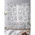 thumbnail image 3 of Blue Floral Sheer Curtains 108 Inch Length 2 Panels Set for Living Room/Bedroom, Farmhouse Vintage Flower Leaf Botanical Curtain Sheers Drapes Rod Pocket Curtains Window Treatment Set 52''x108''x2, 3 of 7