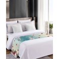 thumbnail image 4 of Bed Runner Scarf King Size, Teal Christmas Stain Bed Runners & Scarves for Foot of Beds, Xmas Snowman Truck Tree Balls Decorative Bedding Runner Scarf for Hotel Home Bedroom, 4 of 6