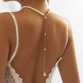 thumbnail image 2 of HLSOHJP Pearl Backdrop Necklace for Backless Dress Back Necklace Bridal Long Gold Drop Back Chain Body Jewelry, 2 of 7