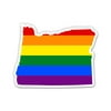 Oregon Gay Flag State Shape Rainbow Pride LGBT - 3" Vinyl Sticker - For Car Laptop I-Pad Phone Helmet Hard Hat - Waterproof Decal