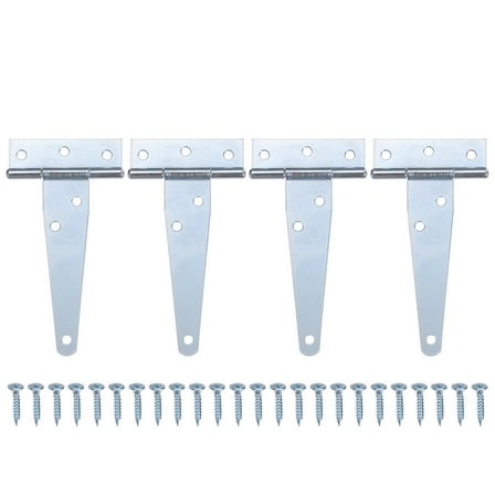 Uxcell 4-Pack Iron T-Strap Shed Door Hinges, 4 Inch Tee Hinge Wrought Hardware with Screws for Yard [White]