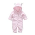 thumbnail image 2 of Lilgiuy Newborn Baby Fleece Footie Snowsuit Winter Bunting Onesie Cartoon Warm Hooded Romper Jumpsuit Outfits For Girls Boys，Pink,0-3 Months Winter Fashion 2022, 2 of 5