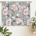thumbnail image 6 of Grey Pink Rose Kitchen Curtains Flower Spring Floral Small Short Cafe Window Curtains Leaves Plant Blossom Rod Pocket Bathroom Window Drapes Treatment Tier Curtains 2 Panels (27.5x39 Inch), 6 of 6