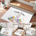 thumbnail image 6 of Rectangle Area Rug 2x3ft, Happy Easter Cute Bunny Eggs Non-Slip Non-Shedding Floor Mat, Spring Butterfly Flower on White Washable Sturdy Carpet for Living Room Bedroom Home Decor, 6 of 9