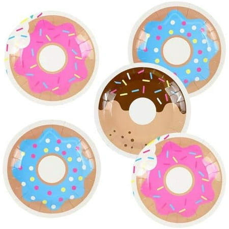 50 Pcs Donut 7 Inch Disposable Paper Dessert Plates for Donut Birthday Party Decoration (donut)$$Home Decor, Kitchen, & Other