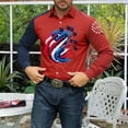 thumbnail image 3 of Men 250th Anniversary Shirt American Flag Printed Button Down Collared T-Shirts Fashion Long Sleeve Patriotic Tee, 3 of 4