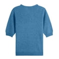 thumbnail image 4 of Short Sleeve Sweater for Women V Neck Lightweight Sweaters Fashion Clothing Business Casual Outfits blue XL, 4 of 4