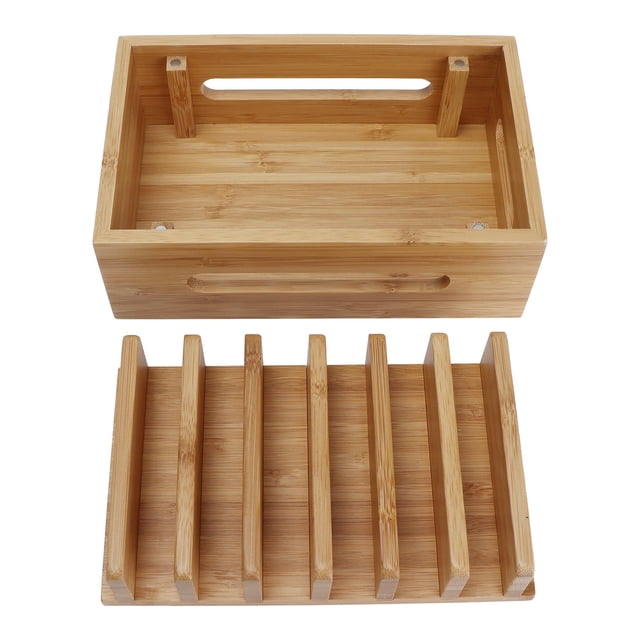 Tablet Organizer, Storage Bracket Bamboo Desktop Multifunction For Office