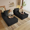 thumbnail image 6 of Double Chaise Lounge Indoor, Upholstered Deep Seat Cloud Couch Corduroy Lounge Chair, Modern Sofa for Living Room Bedroom Apartment,Black, 6 of 9