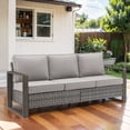 thumbnail image 2 of PARKWELL Outdoor 3-Seat Patio Sofa Furniture,Weather Resistant Wicker Couch with Deep Seat Anti-Slip Cushion,Gray, 2 of 10