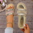 thumbnail image 2 of Women Casual Shoes Women's Platform Rhinestone Glitter Slide Sandals Cute bling Slip On Round Open Toe Comfort Summer Walking, 2 of 7