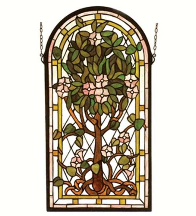 15"W X 29"H Arched Tree of Life Stained Glass Window