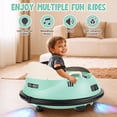 thumbnail image 4 of Vibespark 12V Bumper Car for Kid with Remote Control, Ride on Toys for Toddlers w/ 360 Degree Spin, 3 LED Lights, 5-point Safety Belit, 3 Speeds, Baby Bumper Car, Green, 4 of 9