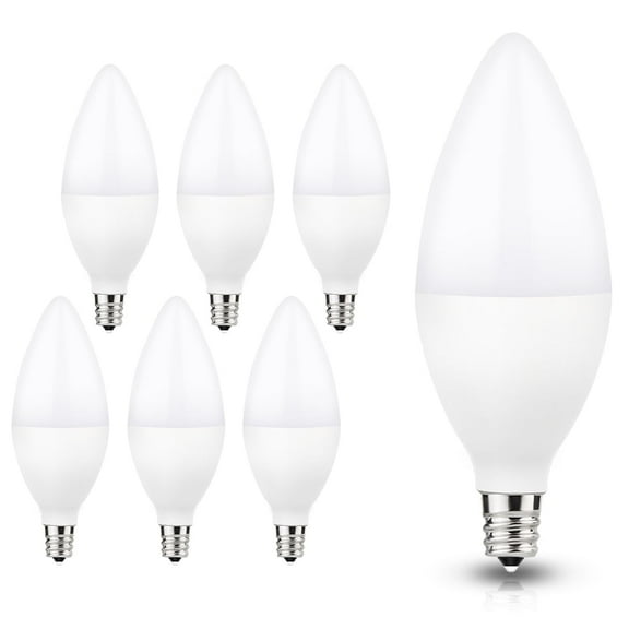 TGMOLD 6W LED E12 Candelabra Light Bulbs, 6 Watts (60W Equivalent), Daylight White 5000K, Chandelier Bulbs for Table Lamp, Chandelier, Ceiling Fan, Kitchen, 6 Pack