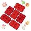 WhiteRhino 6pcs Chocolate Silicone Molds,Christmas Decoration Molds with Snowflakes, Christmas hats and Santa Claus