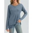 thumbnail image 4 of Long Sleeve Shirts for Women Fall Outfit Fashion Casual T Shirt Round Neck Basic Loose Tunic Tops, 4 of 5