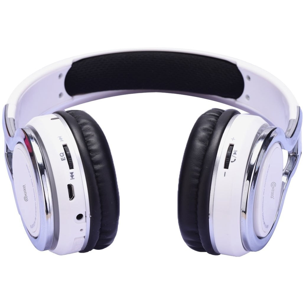 Contixo Kids Headphones, Wireless and Wired Headphones with Built-In Mic and SD Player, White