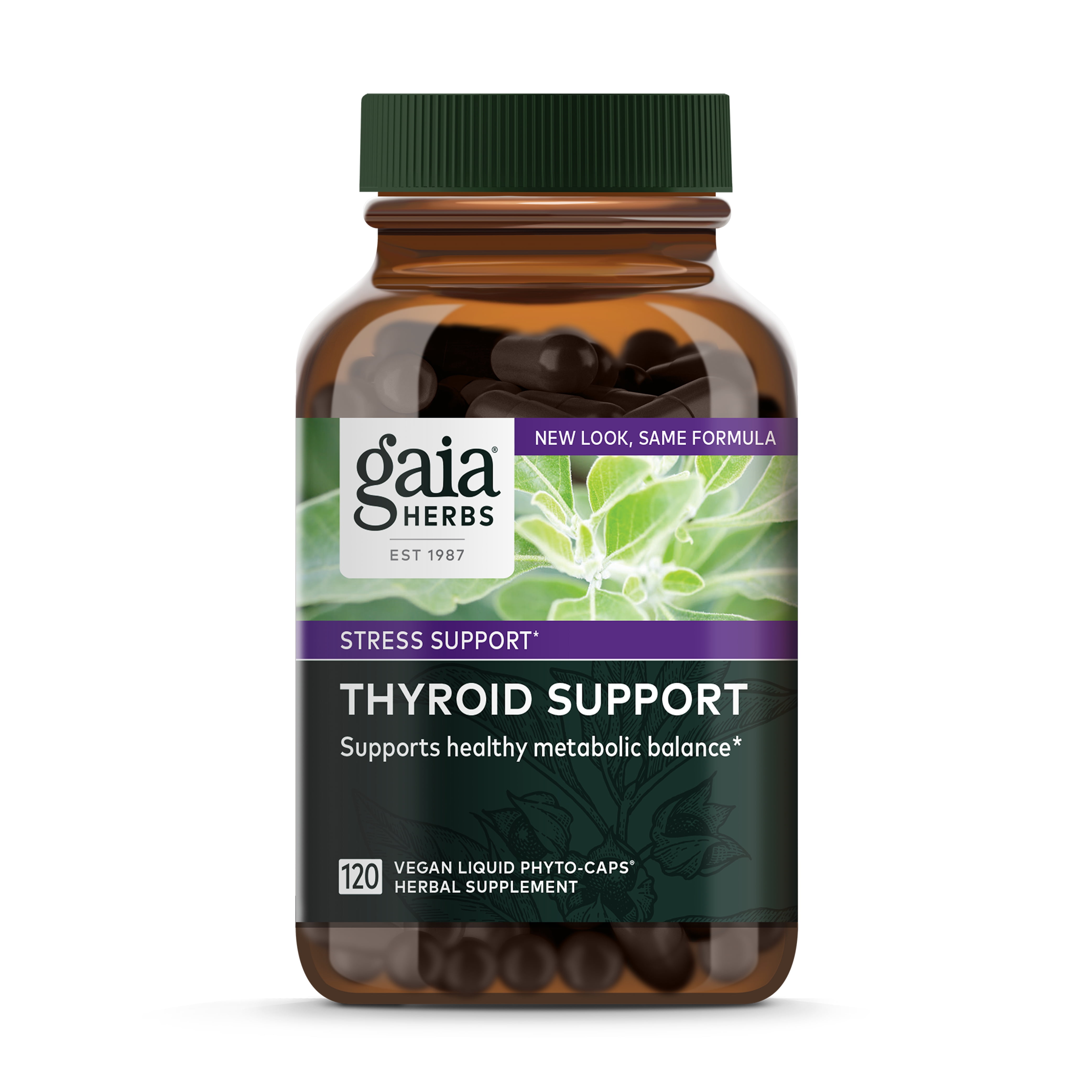 Gaia Herbs, Thyroid Support, Ashwaganda, Bladderwrack, Coleus, Kelp, Schisandra, Vegan Liquid Phyto Capsules, 120 Count