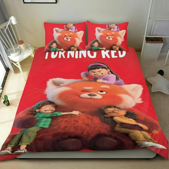 Turning Red-themed Bed Sheet Set Three Piece Set Comfortable And Skin Friendly Unique Design Home Decor Gifts For Family Friends fans36x75Inches（90cm*190cm）