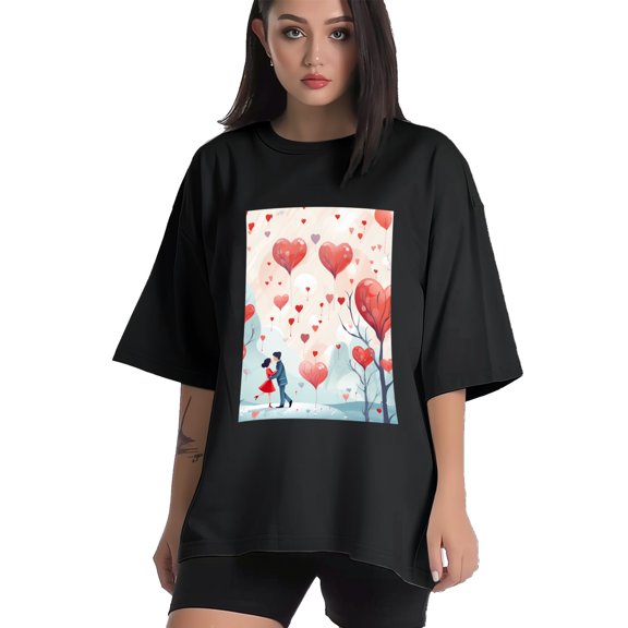 Plus Size Shirt for Women Black Tops for Women Short Sleeves Shirt for Women Valentine's Day T Shirt Crewneck Shirt for Women XS