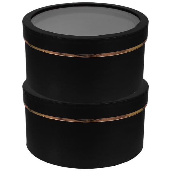 LOLIPPYY Set of 2 Elegant Round Flower Boxes Floral Packaging Coated Paper for Romantic Occasions