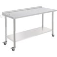 thumbnail image 1 of 60 In x24 In x35 In Rolling Stainless Steel Work Table with Adjustable Undershelf Back Guard and Hooks - Heavy Duty Prep Table for Kitchen and Restaurant, 1 of 7