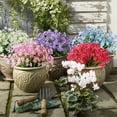 thumbnail image 6 of 8 Bundles Artificial Daffodils Flowers for Outdoor Spring Summer Decoration UV Resistant Faux Flowers No Fade Fake Plastic Plants Outside Garden Porch Window Box Decorating (Blue), 6 of 7
