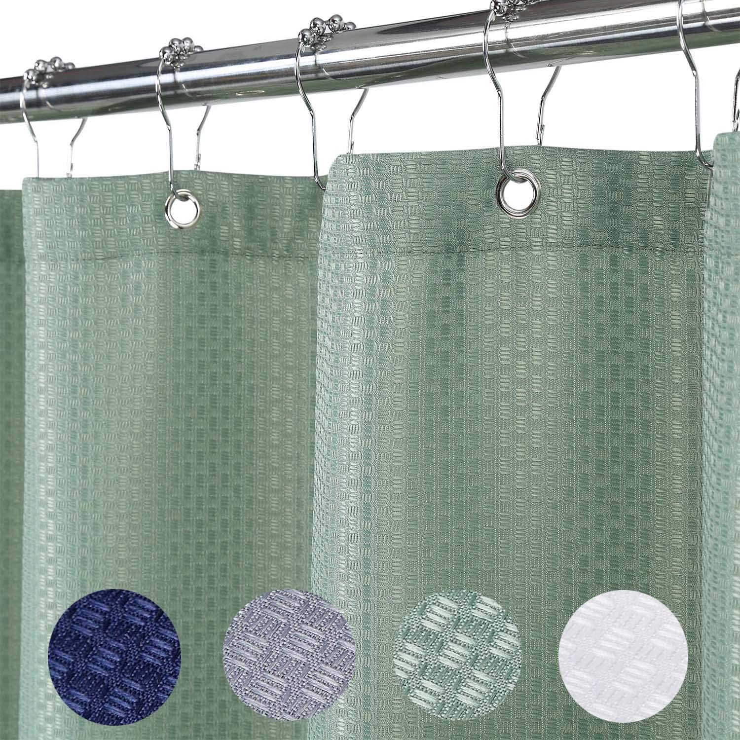 Stall Fabric Shower Curtain, Waffle Weave Heavy Weight Polyester Shower