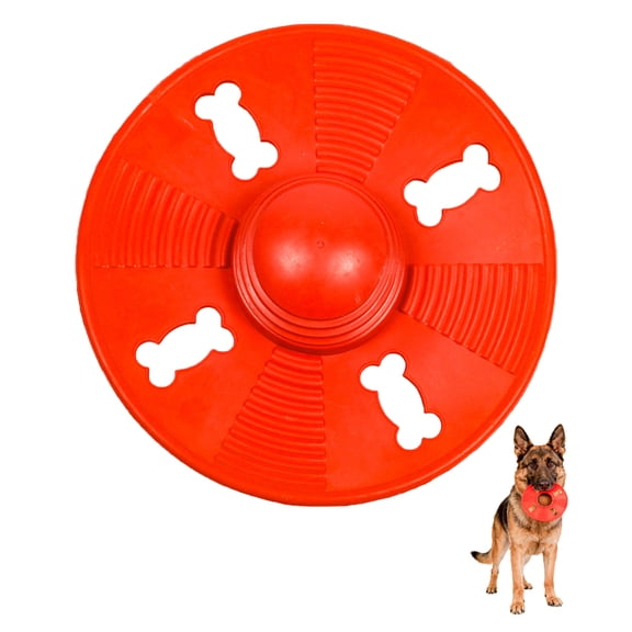 Dog Flying Disc, Flexible Natural Rubber Floating Toy for Small Medium & Large Dogs, Outdoor Pool Beach Squeaky Interactive Fetch Toy, Red
