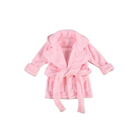 

AMILIEe 0-6Y Kids Boys Girls Ultra Soft Flannel Bathrobe Unisex Long Sleeve Lapel Collar Towel Robe Sleepwear