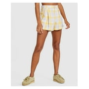 RVCA Womens Yellow Zippered Pocketed Pleated Button Closure Plaid Shorts Shorts 26