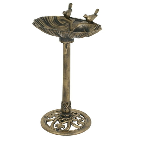 Antique Brass Bird - Zeny Outdoor Sitting Pair Birdbath Antique Gold Pedestal Garden Decor Bird Bath
