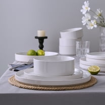 Famiware Nebula Plates and Bowls Set, 12 Pieces Dinnerware Sets, Dishes Set for 4, White with Colorful Speckles