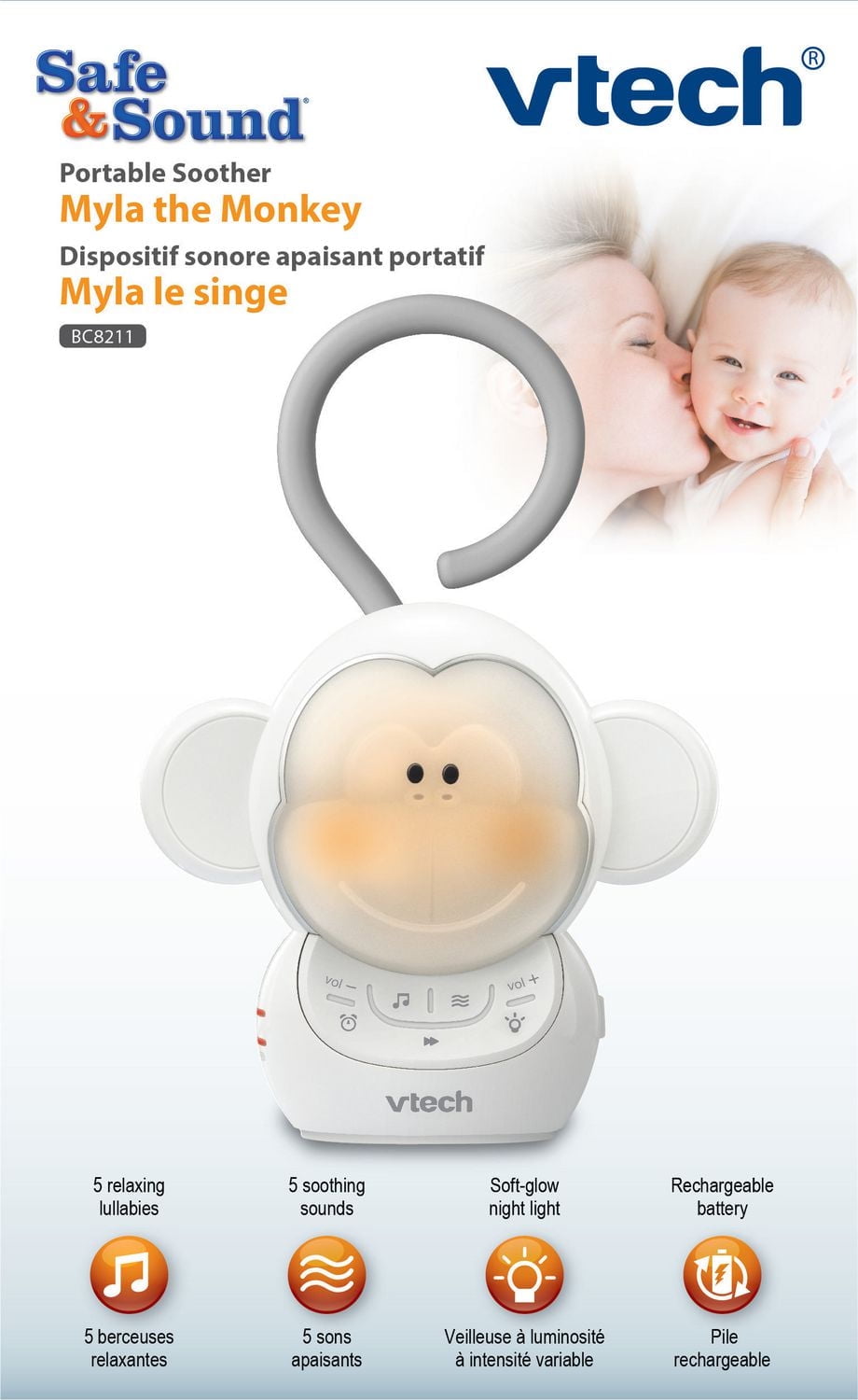 VTech BC8211 Safe & Sound® Portable Soother Myla The Monkey, BC8211