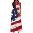 thumbnail image 1 of Robes Femmes Été 2023 Mode Femmes Décontracté Col en V Jour de l'Indépendance Robes Imprimées Été Sans Manches Robe Pull Décontractée Robes d'Été pour Femmes en Solde, 1 of 4