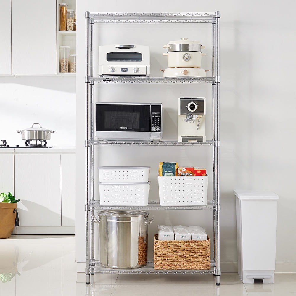5 tier chrome utility wire shelving unit 14x36x72in