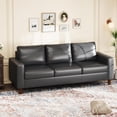 thumbnail image 6 of 85" Leather Couch for Living Room, Modern Leather Sofa with Padded Backrest, Upholstered Sofa with Deep Seat, 3-seat Sofa for Living Room, Bedroom, Office, Black, 6 of 8