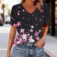 thumbnail image 2 of Womens Tops Short Sleeve Shirts Buttons V Neck Boho Print Fashion Summer Outfits Plus Size Blouses Dressy Casual Short Sleeve Tops For Women, 2 of 6