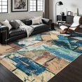 thumbnail image 2 of 4'x6' Indoor Area Rug - Abstract Contemporary Beige and Blue Nonslip Area Rug, 2 of 5