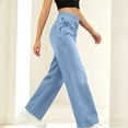 thumbnail image 5 of LWavelet Denim Pants Women Lightweight Wide Leg Jeans Summer Fall High Waisted Straight Leg Trousers with Pockets, 5 of 7