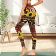 thumbnail image 3 of Renewold American Tribal Sunflower Cow Print Red Yoga Pants for Women with Pockets Full Length Workout Yoga Pants High Waisted Tummy Control Athletic Pants Activewear Casual Leggings, L, 3 of 8