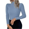 thumbnail image 2 of Maplenight Women's Turtleneck Sweater Long Sleeve Ribbed Knit Pullover Sweaters Slim Fitted Basic Casual Crop Tops, 2 of 8