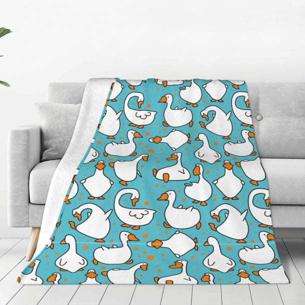 Fotbe Cartoon Funny Goose Manta de Franela Acolchonada con Estampado, Súper Suave y Esponjosa, Extra Grande para Sofá, Cama, Uso Todo el Año-60"x50"