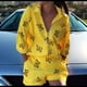 thumbnail image 2 of Conjuntos de 2 Piezas para Mujer: Camisa y Pantalones Cortos Florales con Media Cremallera, Atuendos Casuales de Vacaciones con Bolsillos. Mariposa Amarilla S, 2 of 3