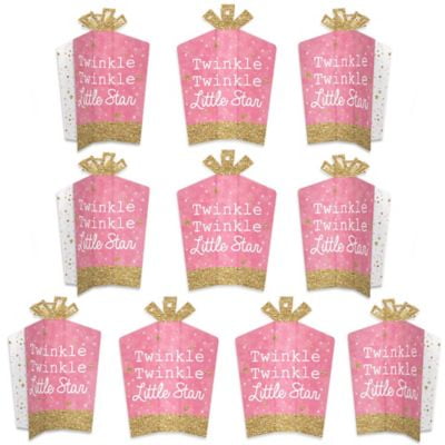Pink Twinkle Twinkle Little Star - Table Decorations - Baby Shower or Birthday Party Fold and Flare Centerpieces - 10 Count