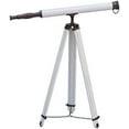 thumbnail image 3 of Floor Standing Brass Telescope White Leather Telescope Copper Antique Telescope Nautical Brass Telescope With Tripod Wooden Stand Gift, 3 of 5