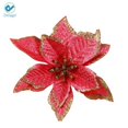 thumbnail image 3 of Deago 12pcs 5.91" Artificial Flower Glitter Poinsettia Flowers For Christmas Tree Ornament Home Wedding Party Floral Décor (Red), 3 of 5