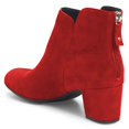 thumbnail image 2 of YDN Women Classic Round Closed Toe Chelsea Ankle Boots Block Low Heel Back Zipper Booties Winter Dressy Shoes Size 15 Red, 2 of 5