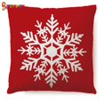 thumbnail image 3 of Spencer Pack of 4 Christmas Throw Pillow Cover Pillowcase Red Snowflakes Linen Pillow Cushion Cases Home Christmas Decor, 18x18 Inches, 3 of 8